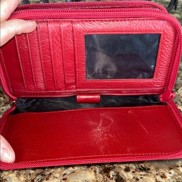 Brighton Red Embossed Clutch with Silver Accent - Picture 9 of 12